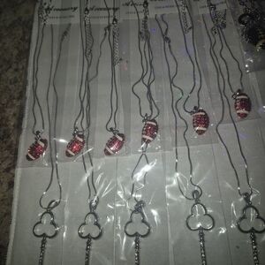 Silver and Red Football Pendant Necklaces